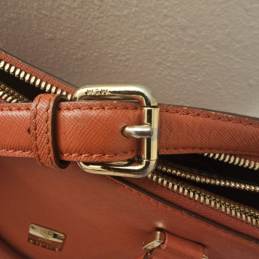 MCM Orange Satchel with Gold Accents - Picture 5 of 14